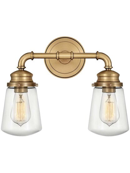 Fritz 2-Light Bath in Heritage Brass.